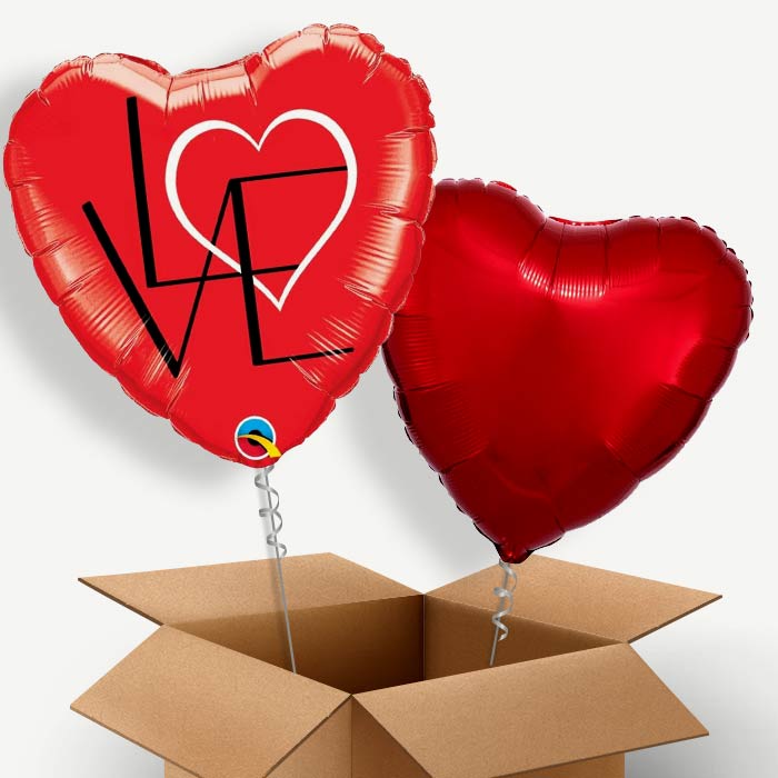 Red Heart (Abstract) Helium Balloon Couple | Party Save Smile