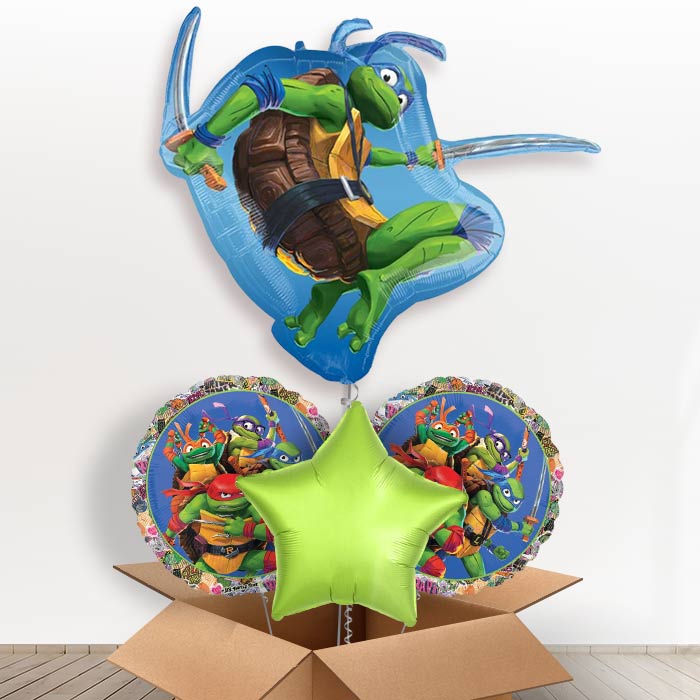 Teenage Mutant Ninja Turtles Leo Helium Balloon in a Box-1 x Giant Balloon and 2 Themed Balloons and 1 Plain Balloon