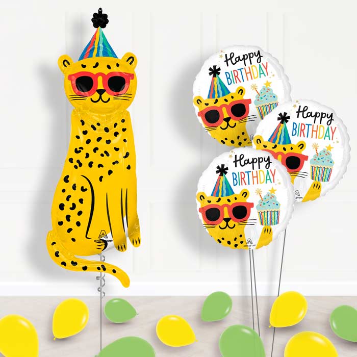 Giant Cheetah Shaped Balloon Bouquet Delivery - Themed Bouquet and Latex | Party Save Smile