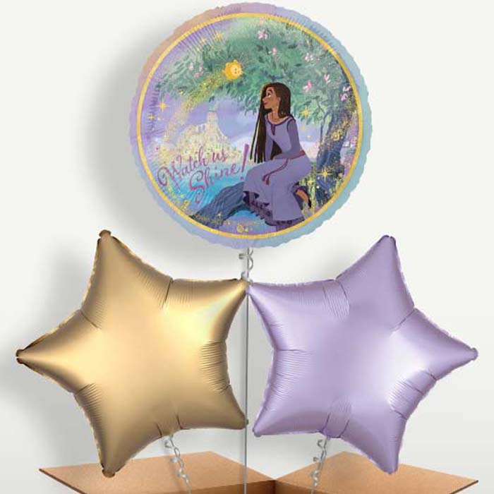 Disney Wish Trio Balloon Bunch inflated with Helium | Party Save Smile