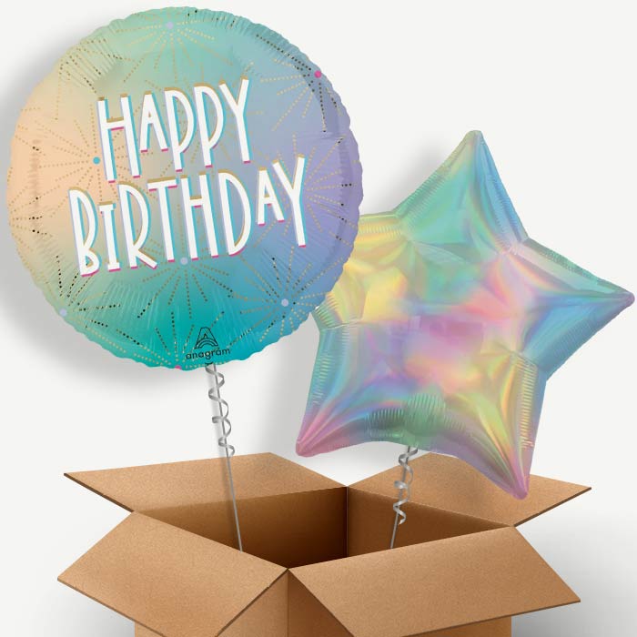 Pastel Dream Happy Birthday Helium Balloon Pair | Party Save Smile