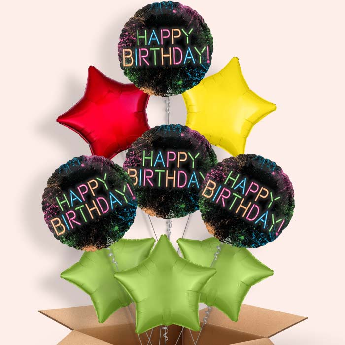 Neon Birthday Helium Balloon in a Box - 9 Balloon | Party Save Smile