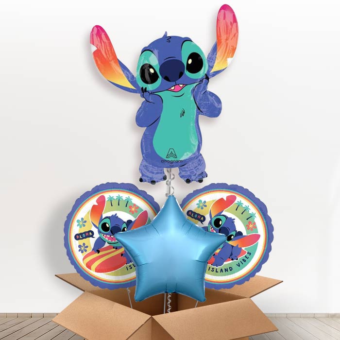 Giant Stitch Shaped Helium Balloon in a Box-1 x Giant Balloon and 2 Themed Balloons and 1 Plain Balloon