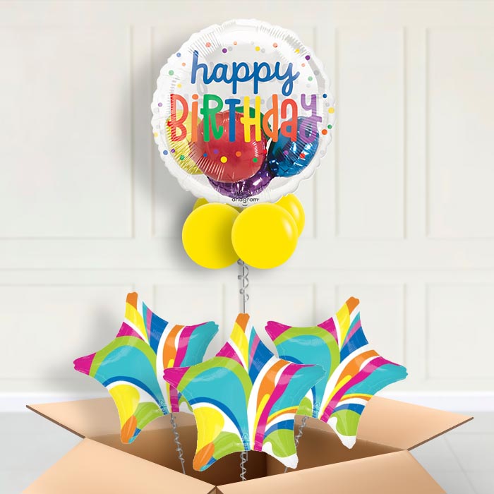 Rainbow Insiders Birthday Helium Balloon in a Box - Insider Balloon with 3 Balloons | Party Save Smile