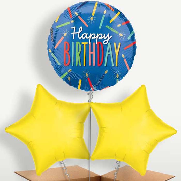 Blue Happy Birthday Candles Bunch of Balloons | Party Save Smile