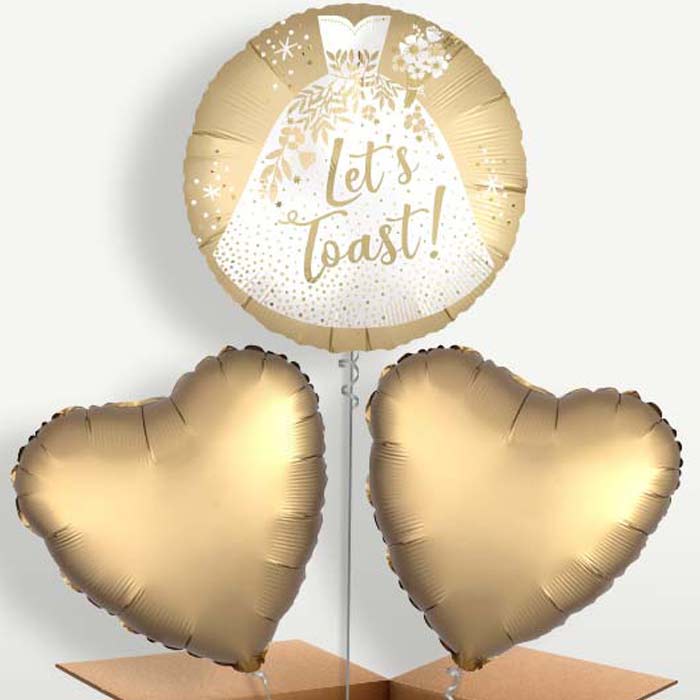 Wedding Dress Lets Toast Helium Bunch of Balloons | Party Save Smile