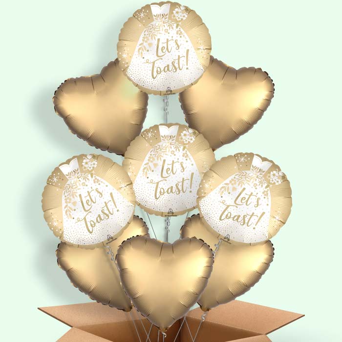 Wedding Dress (Lets Toast) Helium Balloon in a Box - 9 Balloon | Party Save Smile