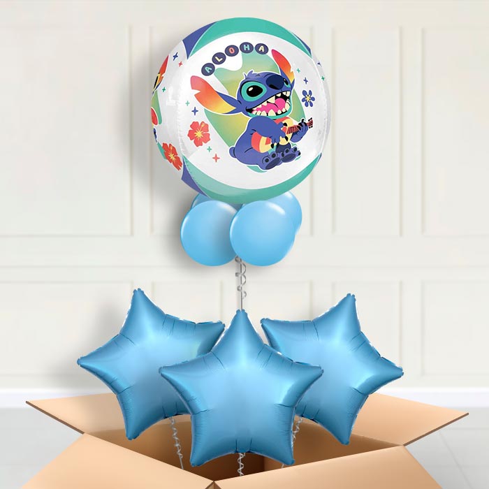 Stitch Orbz Helium Filled Balloon in a Box - Orbz Balloon with 3 Balloons | Party Save Smile