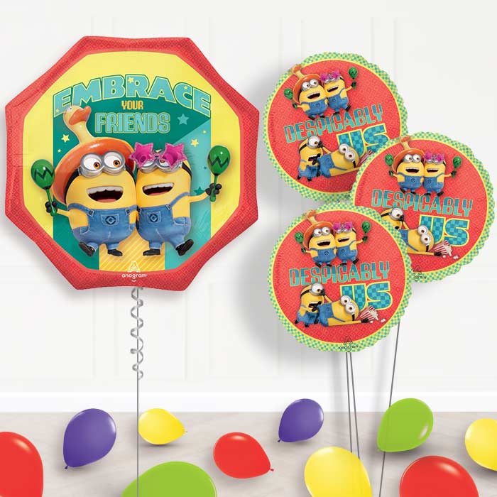 Despicable Me 4 Embrace Your Friends Balloon Bouquet - 1 x Giant Balloon with Themed Bouquet and Latex | Party Save Smile