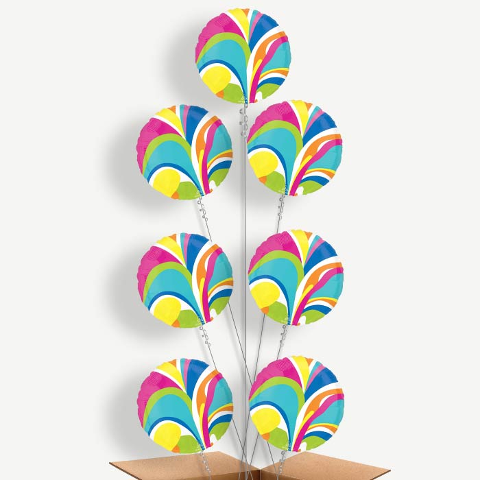Vibrant Marble Round Helium Balloon Arrangement | Party Save Smile