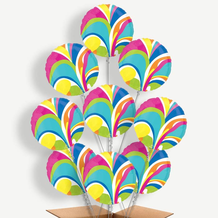 Vibrant Marble Round Helium Balloon Bundle | Party Save Smile
