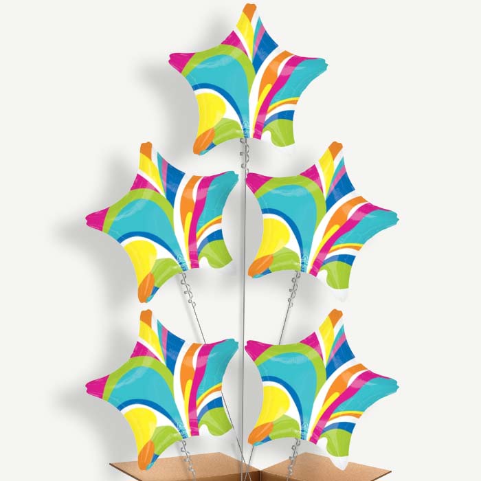 Vibrant Marble Star Helium Balloon Cluster | Party Save Smile