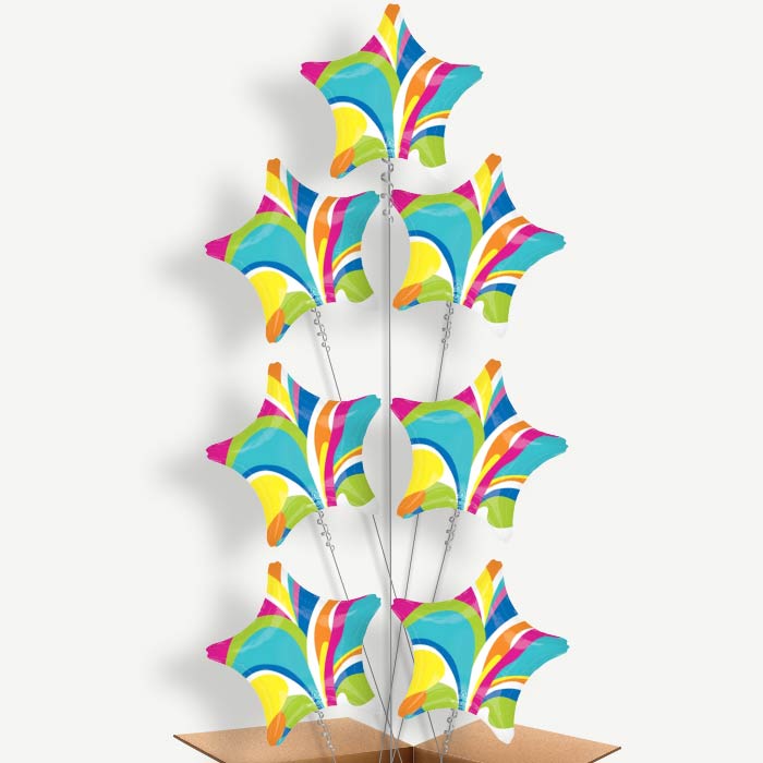 Vibrant Marble Star Helium Balloon Arrangement | Party Save Smile