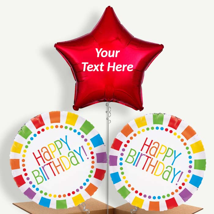 Personalisable Rainbow Birthday Helium Balloons | Party Save Smile