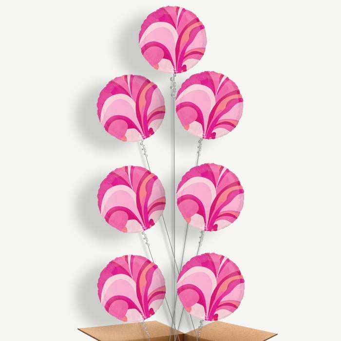 Pink Marble Round Balloon Arrangement Inflated with Helium | Party Save Smile