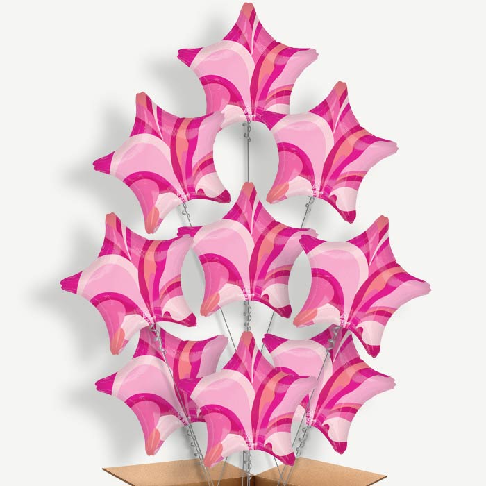 Pink Marble Star Balloon Bundle Inflated with Helium | Party Save Smile