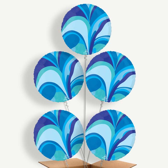 Blue Marble Round Balloon Cluster Inflated with Helium | Party Save Smile