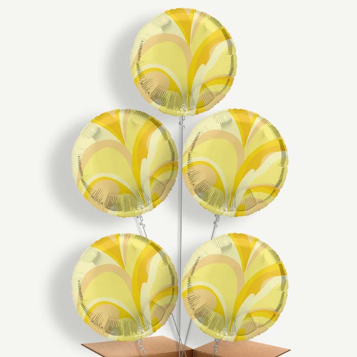 Gold Marble Round Balloon Cluster Inflated with Helium | Party Save Smile