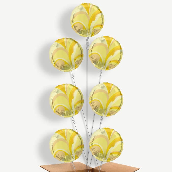 Gold Marble Round Balloon Arrangement Inflated with Helium | Party Save Smile
