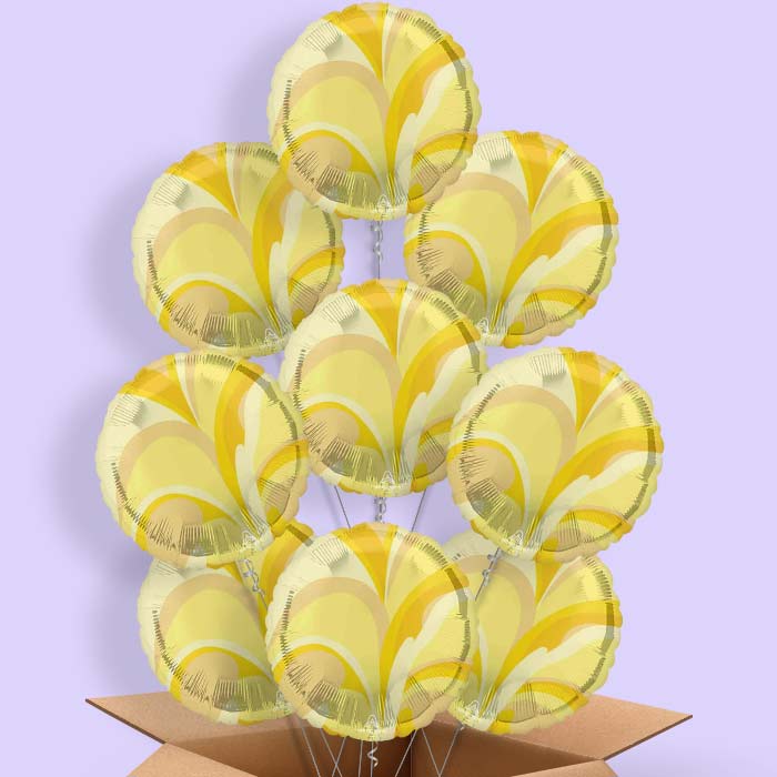 Gold Marble Round Helium Balloon in a Box - 9 Balloons | Party Save Smile