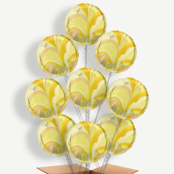 Gold Marble Round Balloon Bundle Inflated with Helium | Party Save Smile