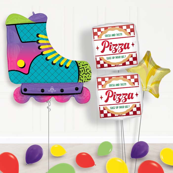 Roller Skate Balloon Bouquet Delivery-Giant Balloon + 2 Themed Balloons + 1 Plain Balloon + Mini Balloons