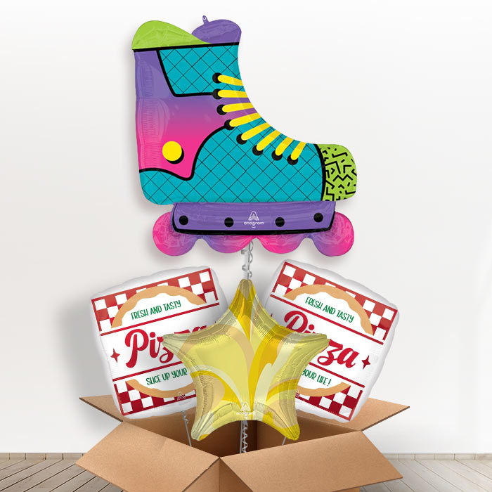 Roller Skate Helium Balloon in a Box-1 x Giant Balloon and 2 Themed Balloons and 1 Plain Balloon