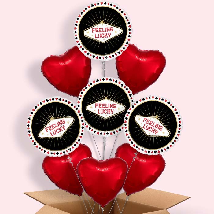 Feeling Lucky Casino Helium Balloon in a Box - 9 Balloons | Party Save Smile