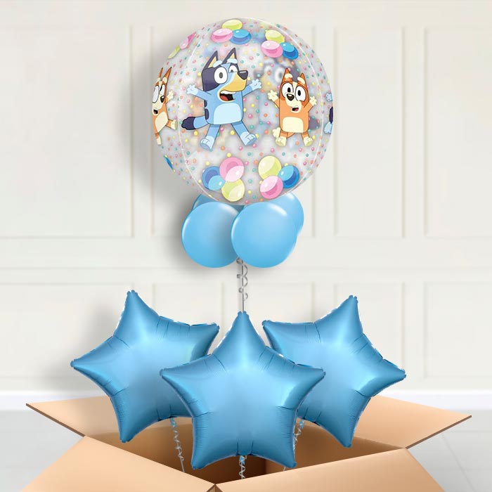 Bluey Orbz Helium Filled Balloon in a Box - Orbz Balloon with 3 Balloons | Party Save Smile
