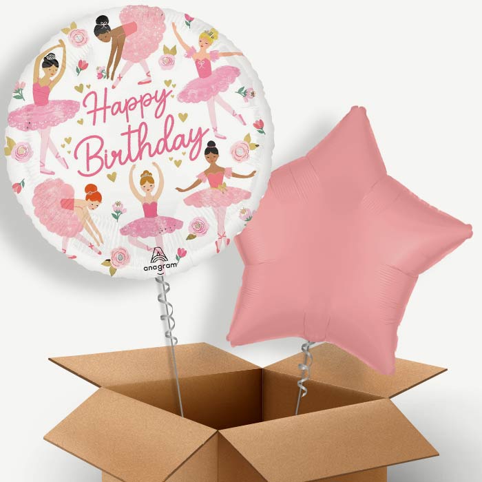 Ballerina Girl Happy Birthday Helium Balloon Two | Party Save Smile