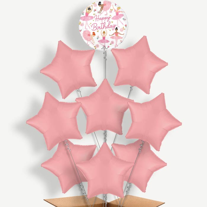 Ballerina Girl Happy Birthday Helium Balloon Bundle | Party Save Smile