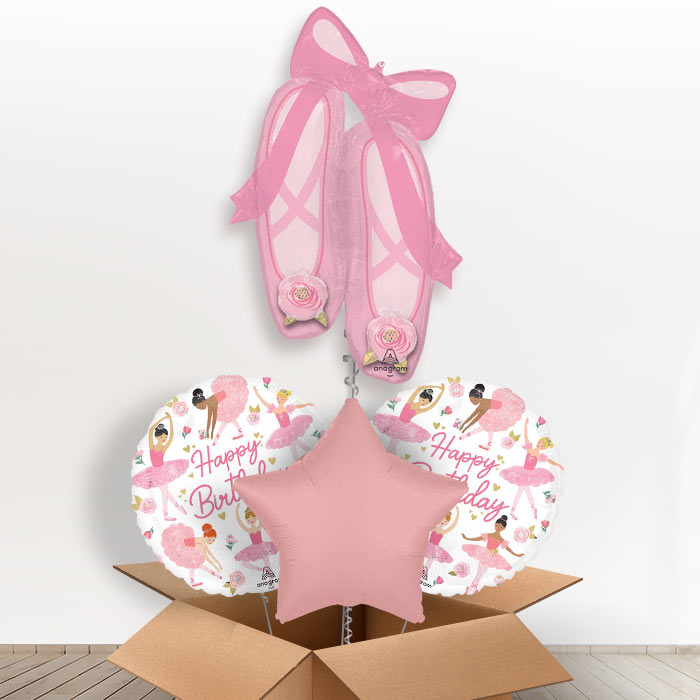 Ballerina Slippers Helium Balloon in a Box-1 x Giant Balloon and 2 Themed Balloons and 1 Plain Balloon