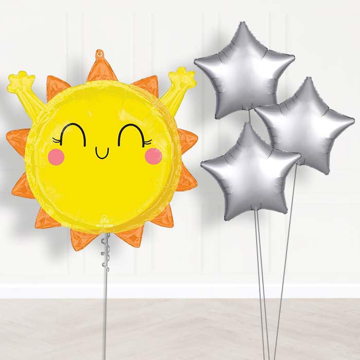 Sending You Sunshine Bouquet Delivery - 1 x Giant Balloon with Plain Bouquet | Party Save Smile