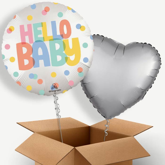 Polka Dot Hello Baby Helium Balloon Two | Party Save Smile