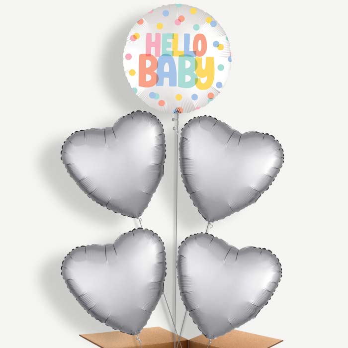 Polka Dot Hello Baby Helium Cluster Balloons | Party Save Smile