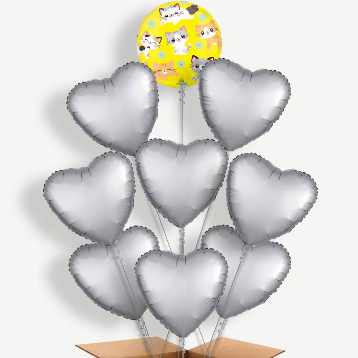 Kawaii Kitten 9 Balloon Bundle Inflated with Helium