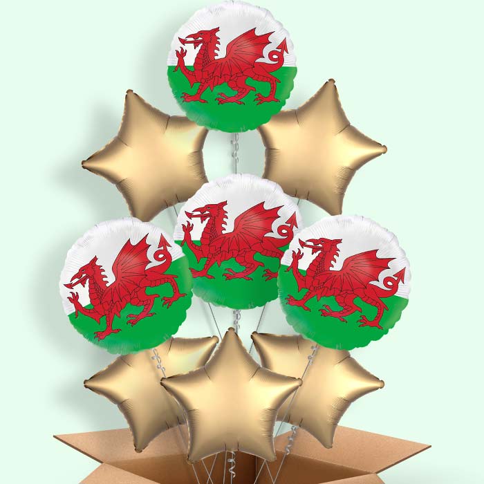 Wales Flag Helium Balloons Delivered - 9 Balloons | Party Save Smile
