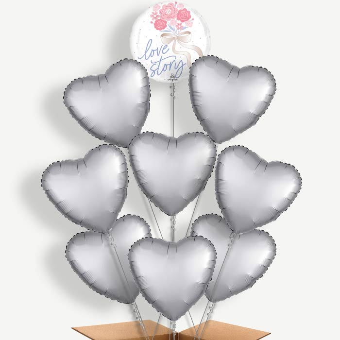 Floral Wedding Tying the Knot 9 Helium Balloon Bundle