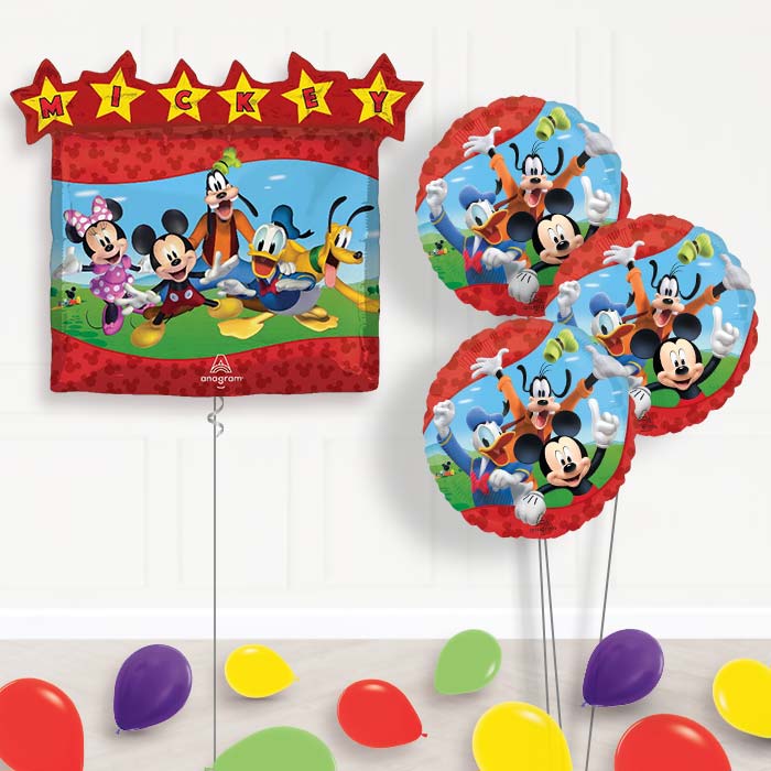 Mickey Mouse & Friends Balloon Bouquet Delivery - 1 x Giant Balloon with Themed Bouquet and Latex | Party Save Smile