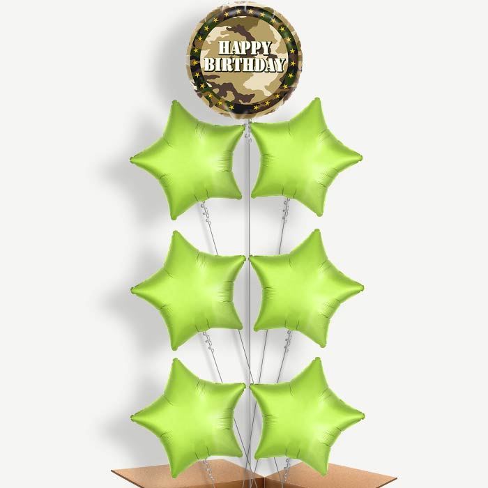Camo Army Happy Birthday Helium Balloon Arrangement | Party Save Smile