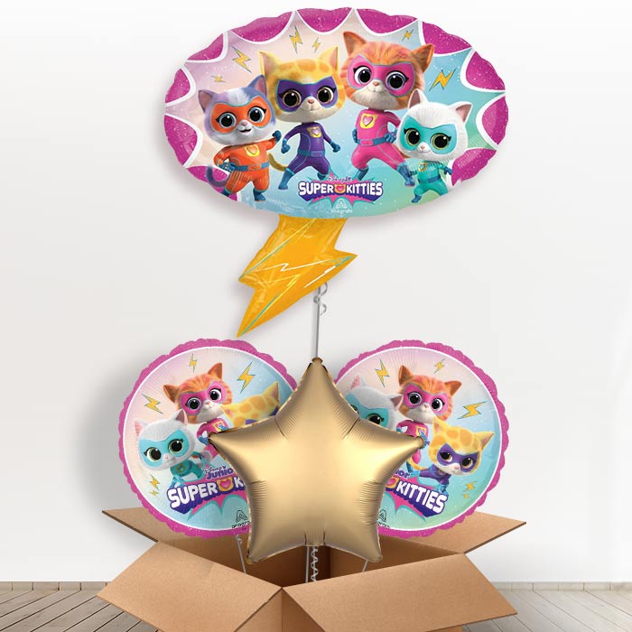 Super Kitties Giant Helium Balloon in a Box-1 x Giant Balloon and 2 Themed Balloons and 1 Plain Balloon