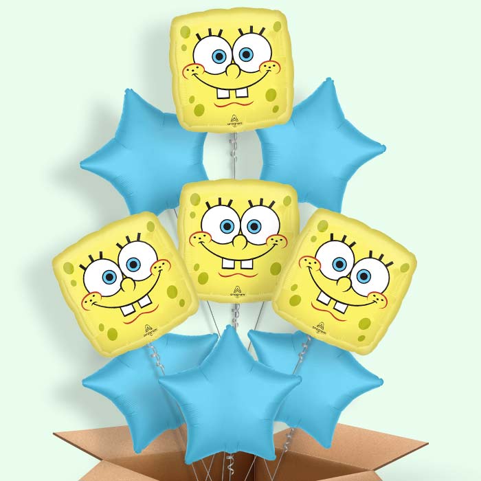 SpongeBob SquarePants & Patrick Helium Balloon in a Box - 9 Balloons | Party Save Smile