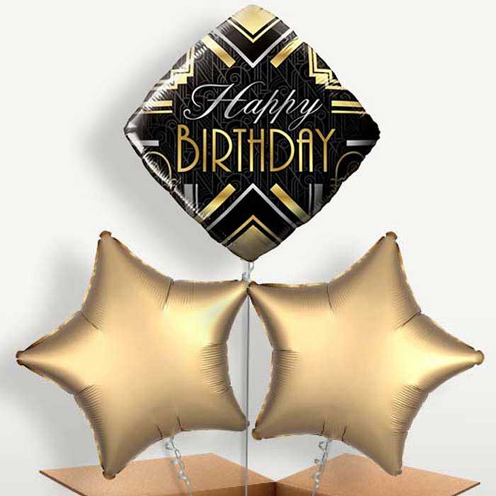 Happy Birthday Art Deco Balloons in a Bunch | Party Save Smile