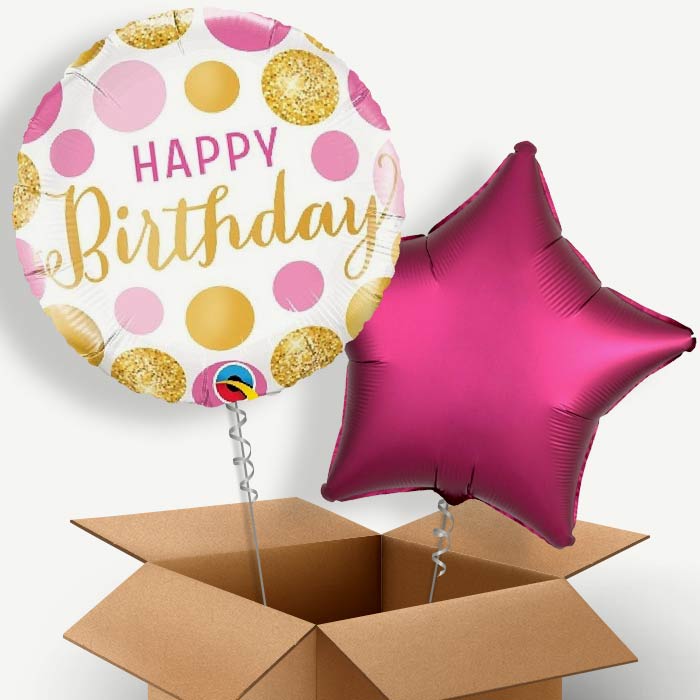 Pink & Gold Birthday Helium Balloon Two | Party Save Smile