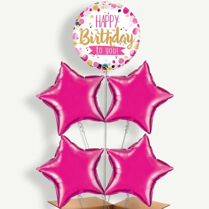Pink Happy Birthday to You Helium Cluster Balloons | Party Save Smile