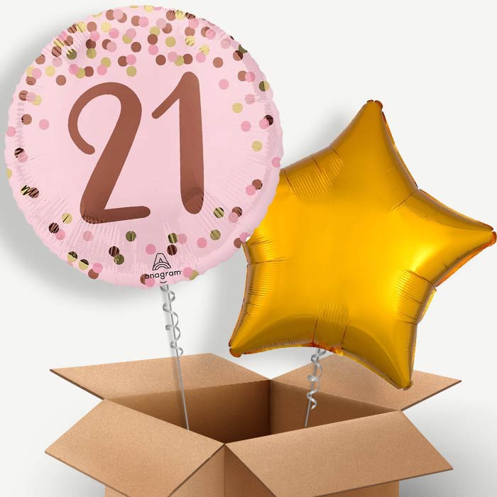 Pretty Pink 21st Birthday Helium Balloon Couple | Party Save Smile