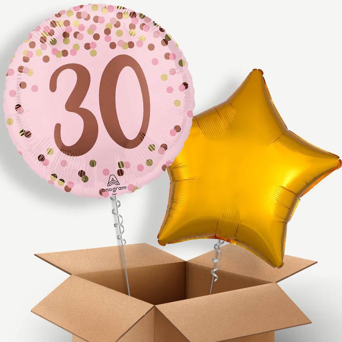 Pretty Pink 30th Birthday Helium Balloon Couple | Party Save Smile