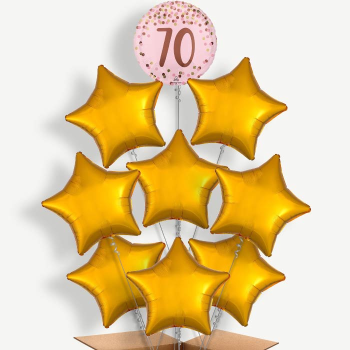 Pretty Pink 70th Birthday Helium Balloon Bundle | Party Save Smile