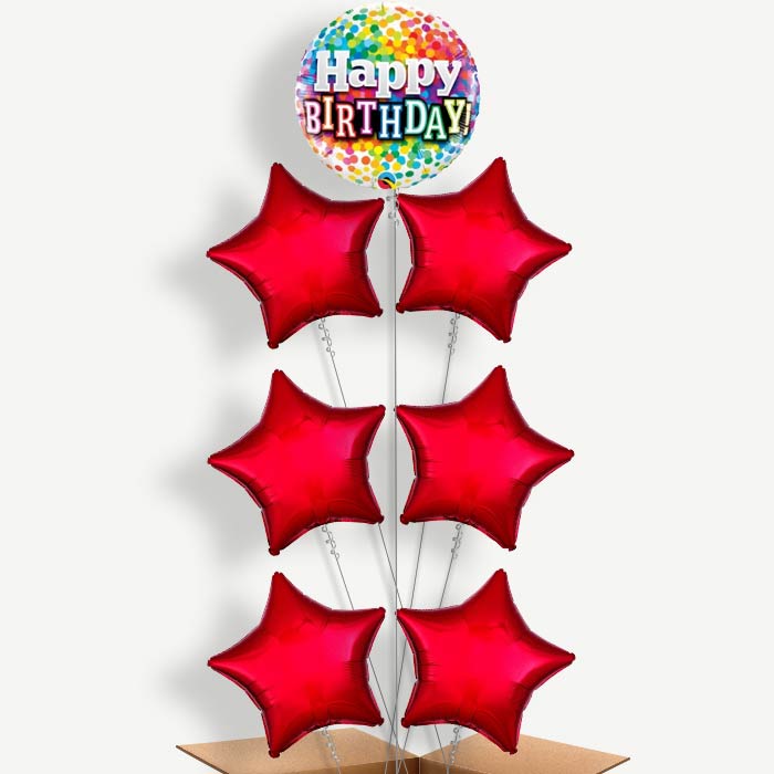 Colourful Confetti Happy Birthday Helium Balloon Arrangement | Party Save Smile