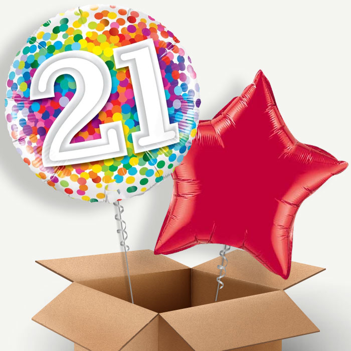 Multicoloured 21st Birthday Helium Balloon Pair | Party Save Smile